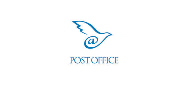 郵件公司LOGO設(shè)計：藍(lán)色飛翔的小鳥與@郵件元素相結(jié)合的LOGO設(shè)計