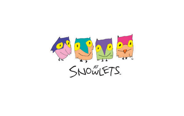 SNOWLETS品牌LOGO設(shè)計：采用四個不同造型的卡通物依次排列配上了不同的色彩