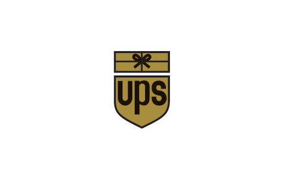 UPS公司禮品專遞LOGO形象：盾形表示安全蝴蝶結代表禮物配送
