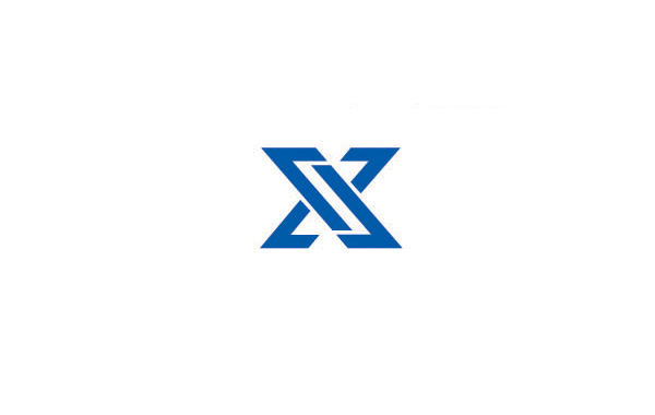 以深藍色填充將字母X進行變形設計的logo