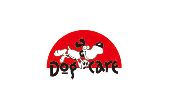 狗狗護(hù)理logo設(shè)計(jì)：在紅色的半圓里加入狗狗的卡通形象