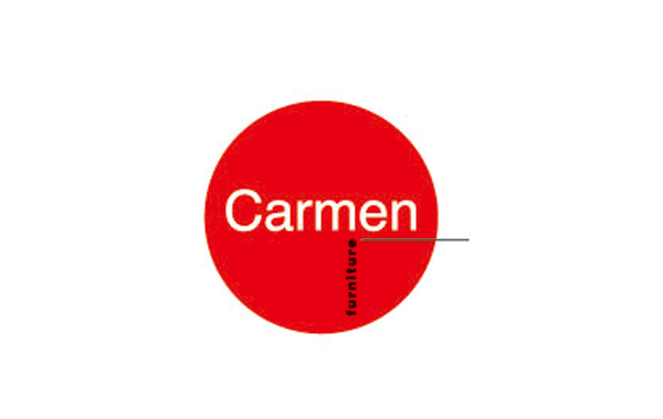 家具logo設(shè)計：英文名稱在紅色圓圈內(nèi)橫豎排列