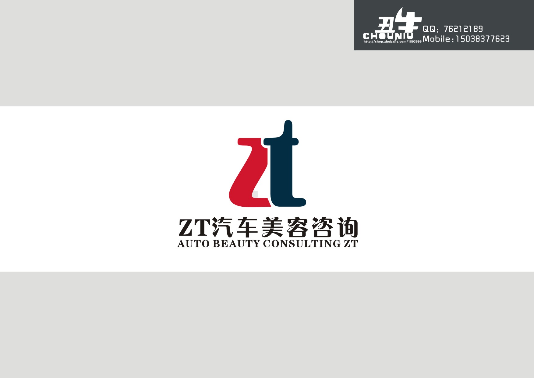 ZT汽車美容咨詢LOGO設(shè)計以紅藍(lán)相配和品牌字母做創(chuàng)意