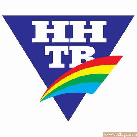 HHTB一款彩虹LOGO設計以三角藍色色塊與4道彩虹的創(chuàng)意