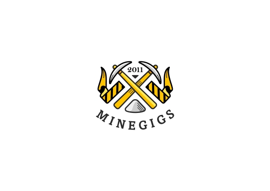 MINEGIGS礦山企業(yè)LOGO設(shè)計(jì)采用了開(kāi)挖工具為創(chuàng)意