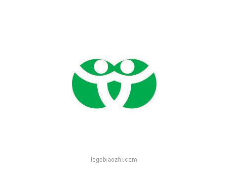 兩個綠色的圓形相疊加與反白的人物抽象藝術(shù)LOGO設(shè)計欣賞