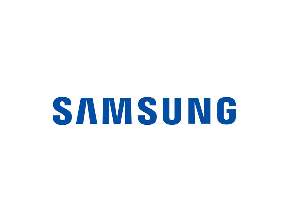 samsung三星logo設(shè)計(jì)，以藍(lán)色為主色調(diào)字母samsung構(gòu)成。