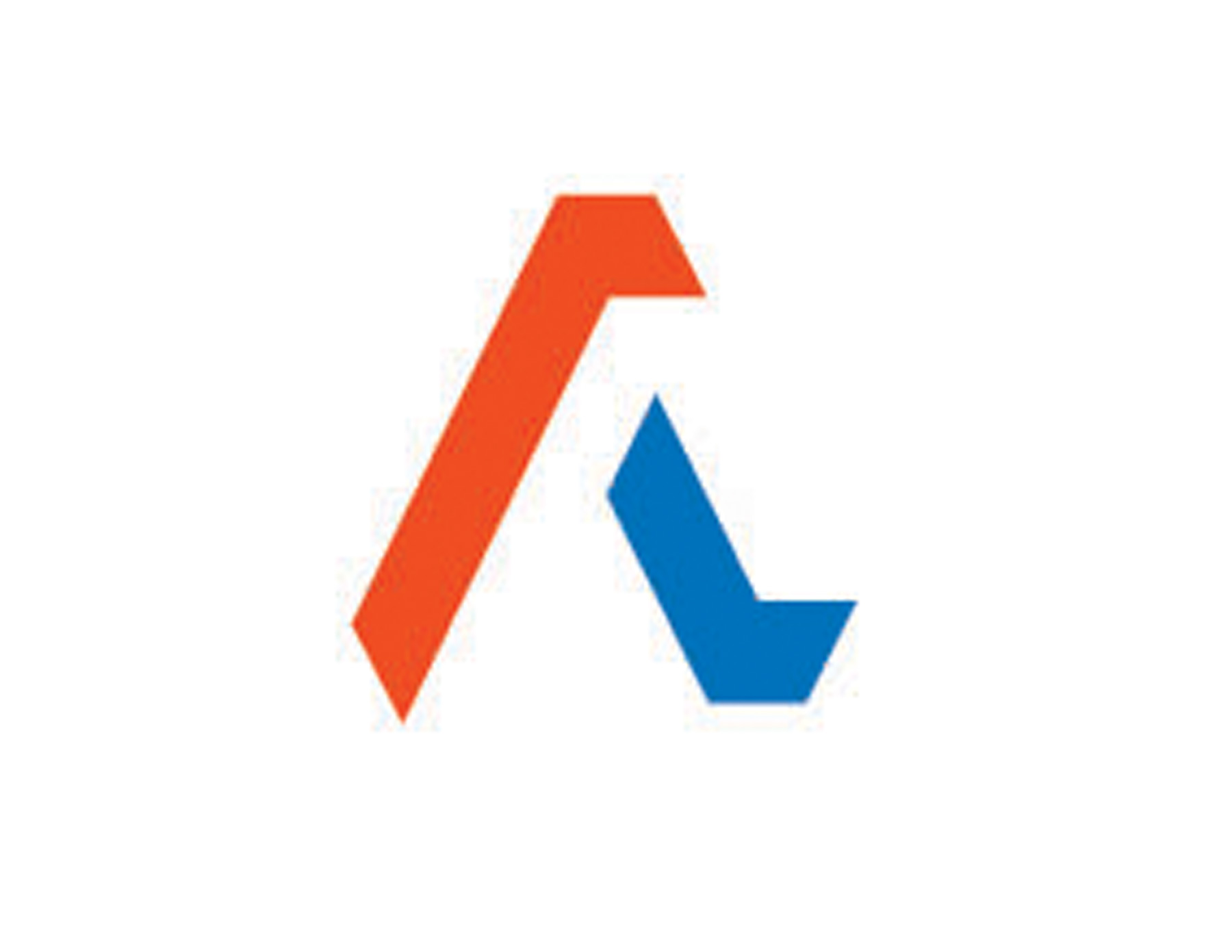 用紅藍色塊抽象組合的A字母logo設(shè)計