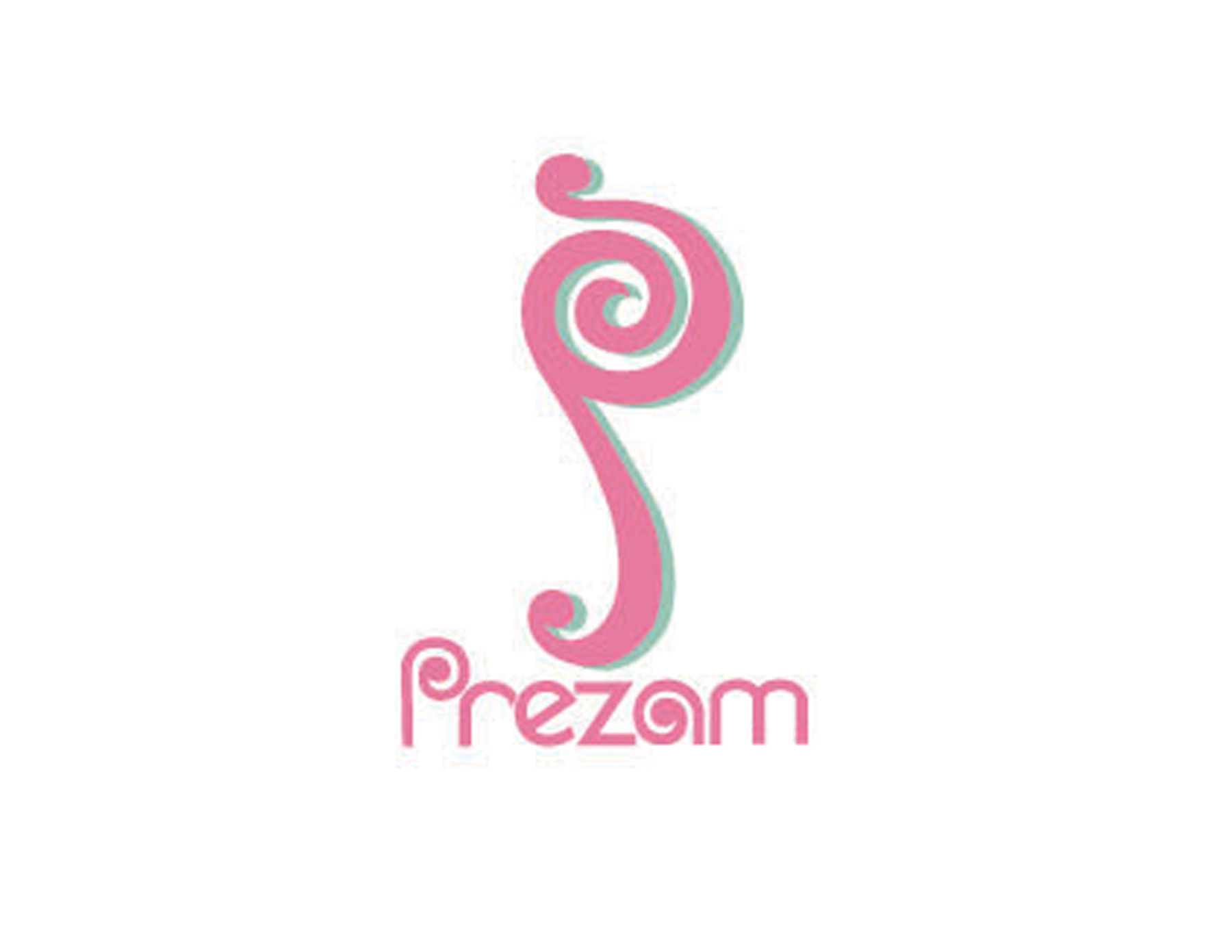 P字母變形設(shè)計為音符的創(chuàng)意，配合Prezom品牌名稱。