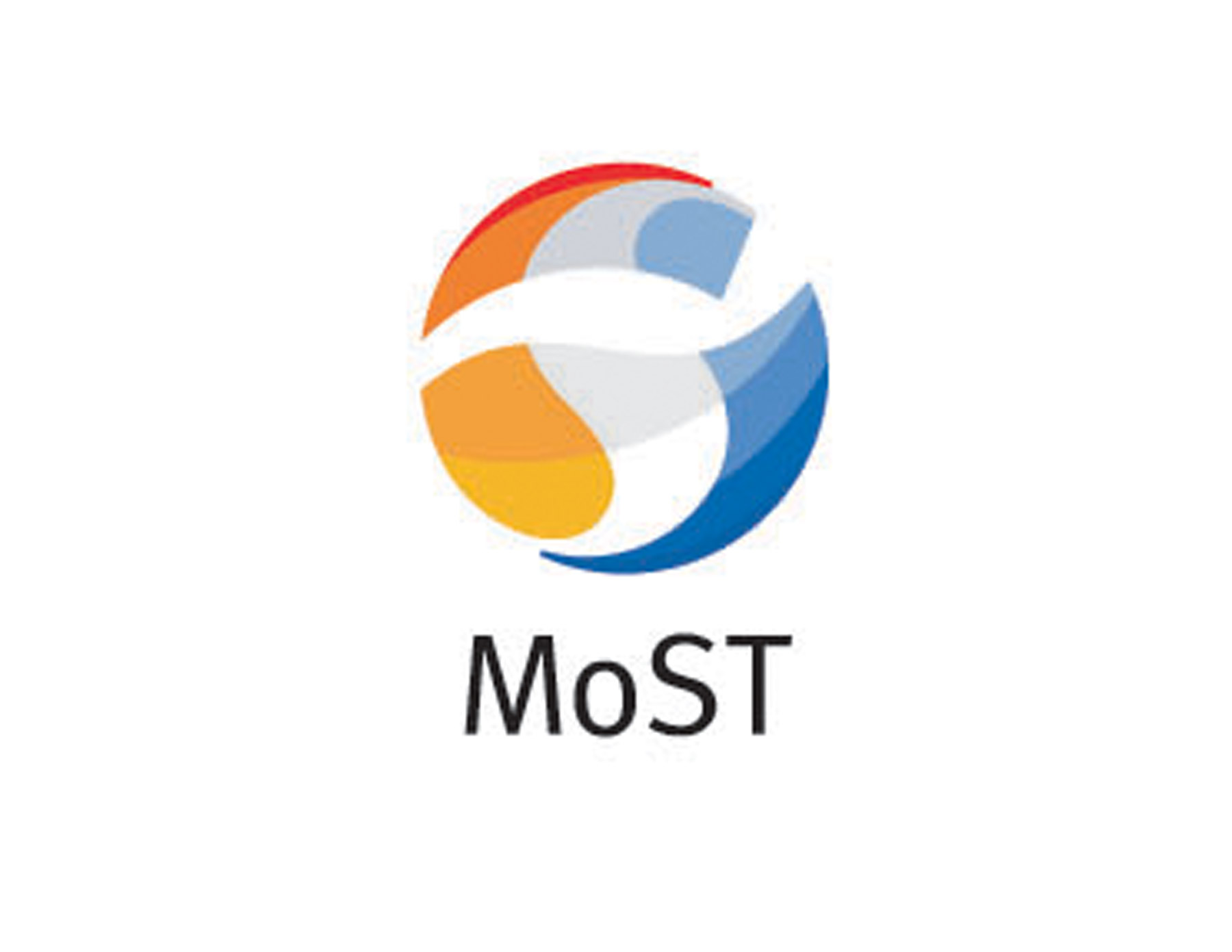 MoST教育培訓機構(gòu)LOGO設(shè)計采用紅藍色對稱搭配